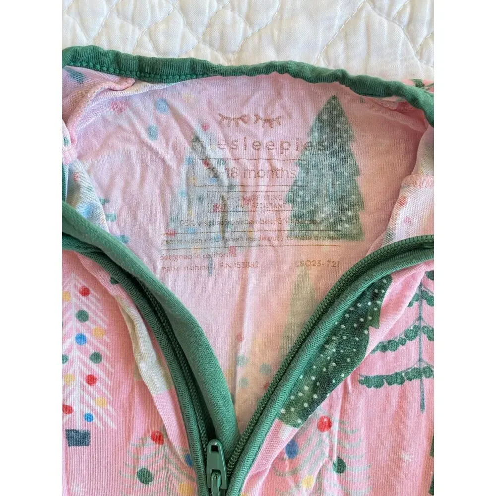 Little Sleepies Baby Girls Bamboo Zippy Sleeper Twinkling Trees Christmas 12-18m